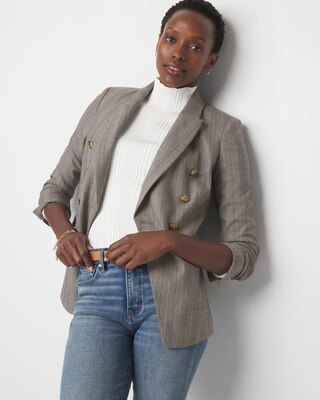 Black and white herringbone blazer hotsell